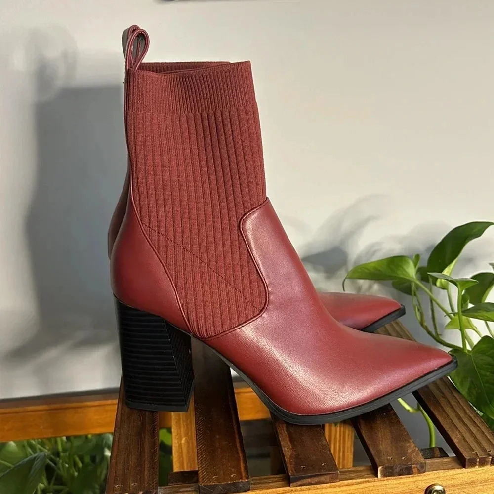 Open Edit Pointy Toe Sock Bootie - image 1